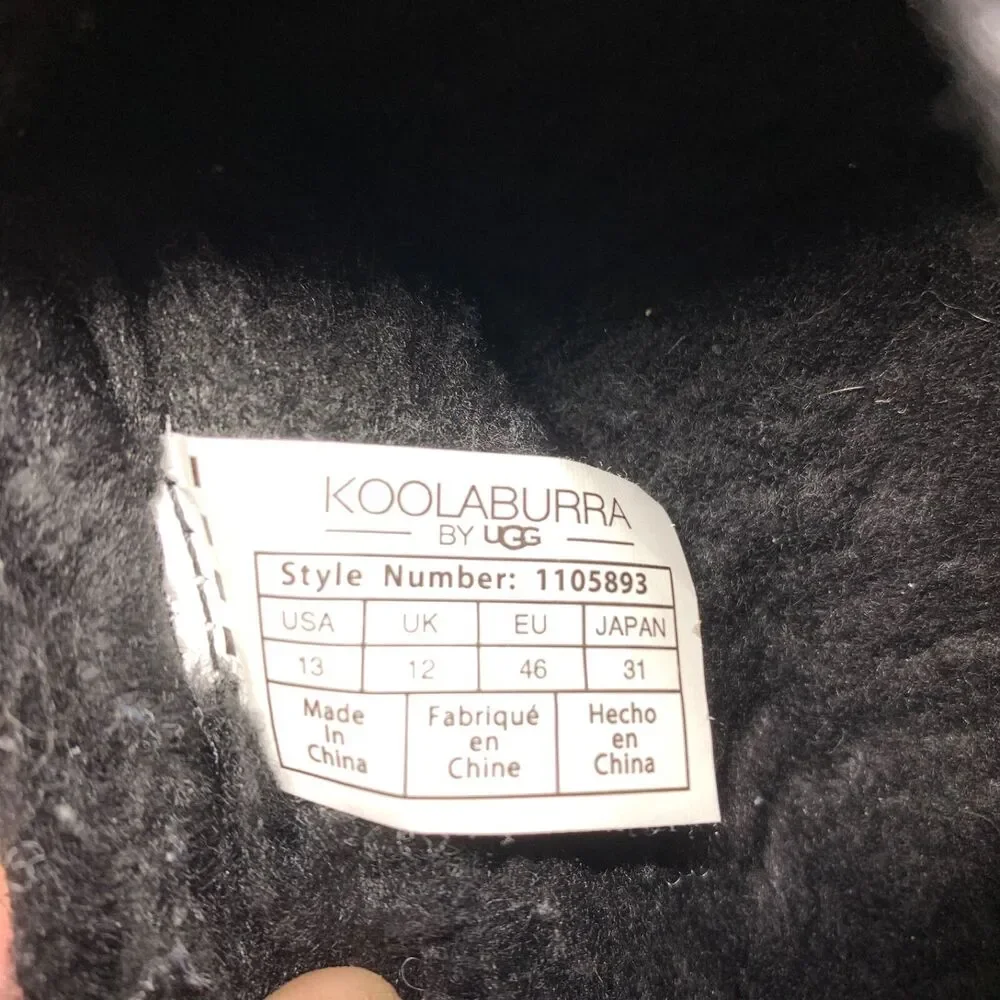 Koolaburra by UGG Men's Tipton Suede Slipper Size 13 M Black Faux Fur Slip On‎